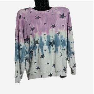 Vintage Havana oversized sweatshirt sz M Tie Dye Purple Blue White With Stars
